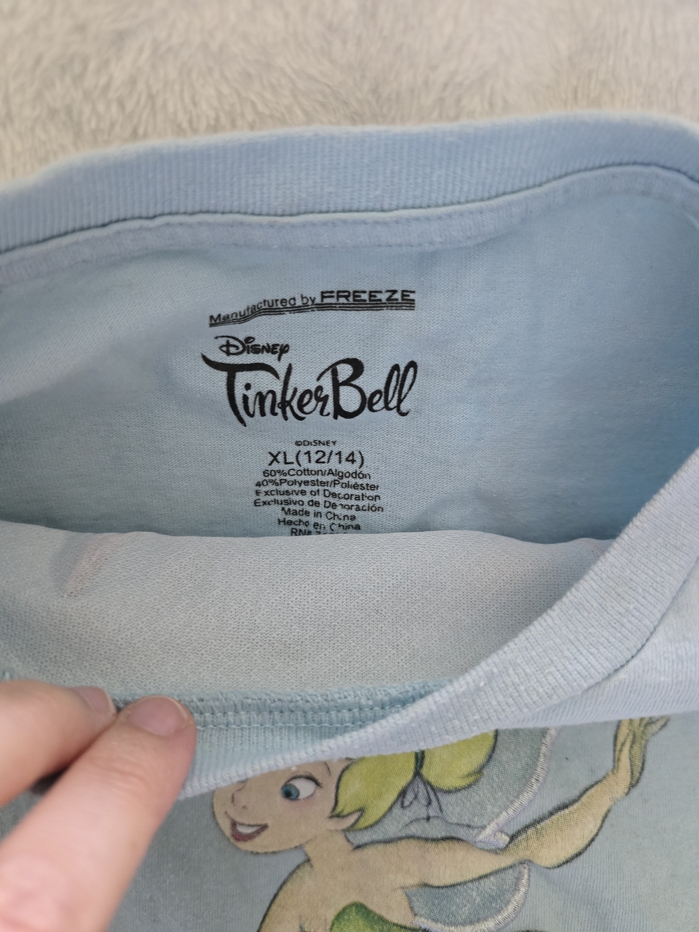 Disney Tinker Bell Short Sleeve Tee - Light Blue with Green Accent
